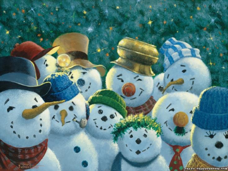 Tapetki świąteczne - merry-snowmen-scene.jpg