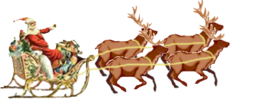 Boże Narodzenie - Mikołaj pozdrawia,sanie ciągną jelenie,sanie- z uprzężą.gif