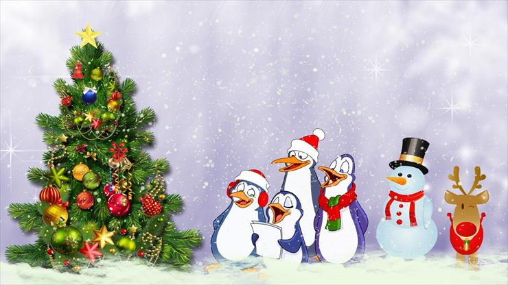 zwierzęta i postacie z bajek - penguins-sing-around-the-christmas-tree-wallpaper-53482bc861040.jpg