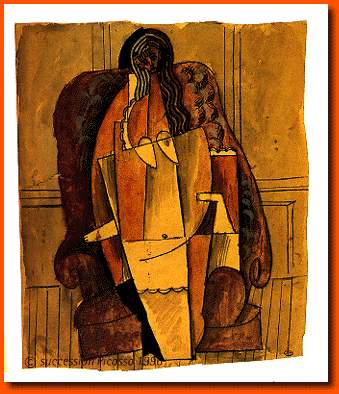 Picasso 1913 - Picasso Femme en chemise assise dans un fauteuil Study. Fa.jpg