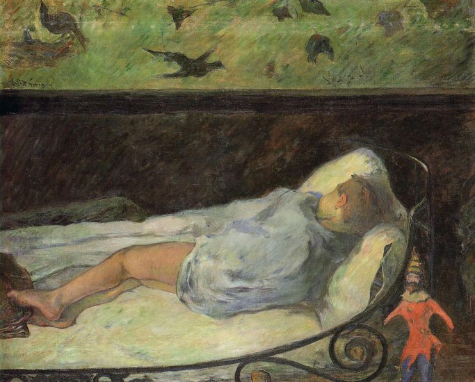 Paul Gauguin 1848 - 1903 Paintings Art nrg - Young Girl Dreaming Study of a Child Asleep, 1881.jpg
