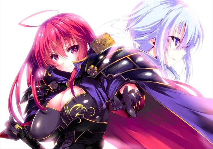 Anime i Manga - Konachan.com - 120033 armor blue_hair cape katana mi..._aoi red_hair sengoku_hime sword tagme weapon white.jpg