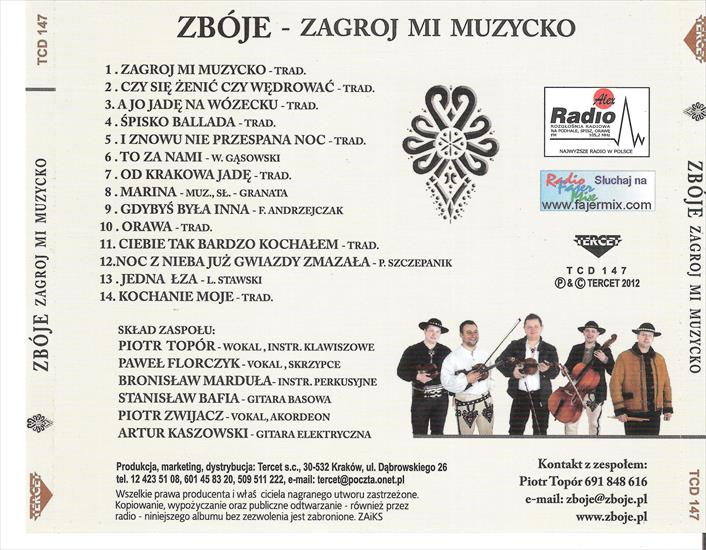 Zboje - Zagroj Mi Muzycko. Nowosc 2012 - Zboje - Zagroj Mi Muzycko Back.jpg