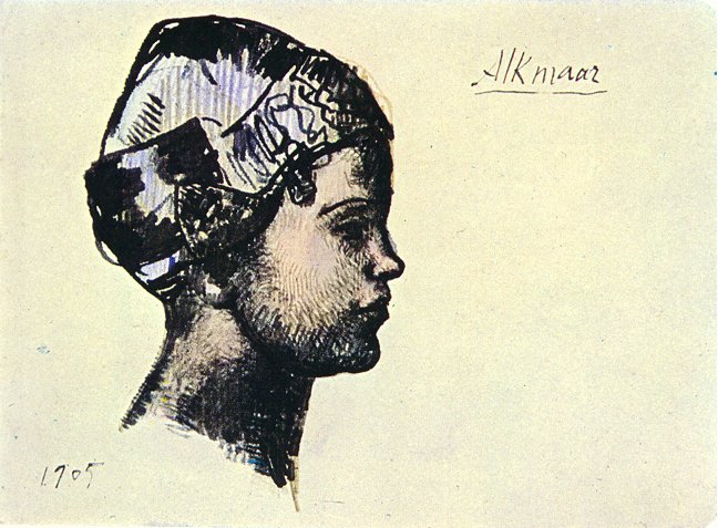 Picasso 1905 - Picasso Profil de fille hollandaise. 1905. 12 x 16 cm. India.jpg