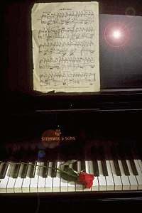 Muzyka i Nuty - róża na klawiaturze.gif