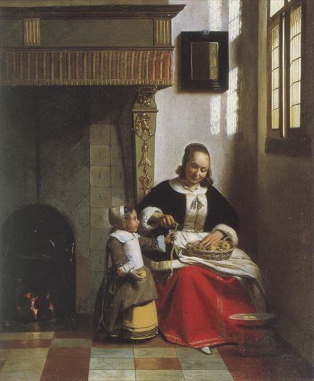   SZTUKA - 004. Pieter de Hooch Interior with Woman Peeling Apples 1663.jpg